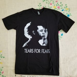 NWOT Darker Waves Festival Tears For Fear blk S/S V-neck t-shirt